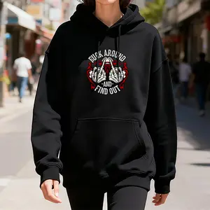 "Fuck Around And Find Out" Print Hoodie , Red Line Version, Shirt for Gen X