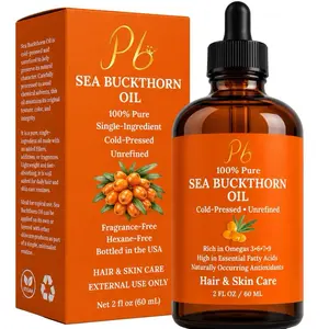 Sea Buckthorn Seed Oil 2 fl oz | 100% Pure, Cold-Pressed, Unrefined | Face, Hair, Skin & Nails | Amber Glass Bottle (External Use Only)