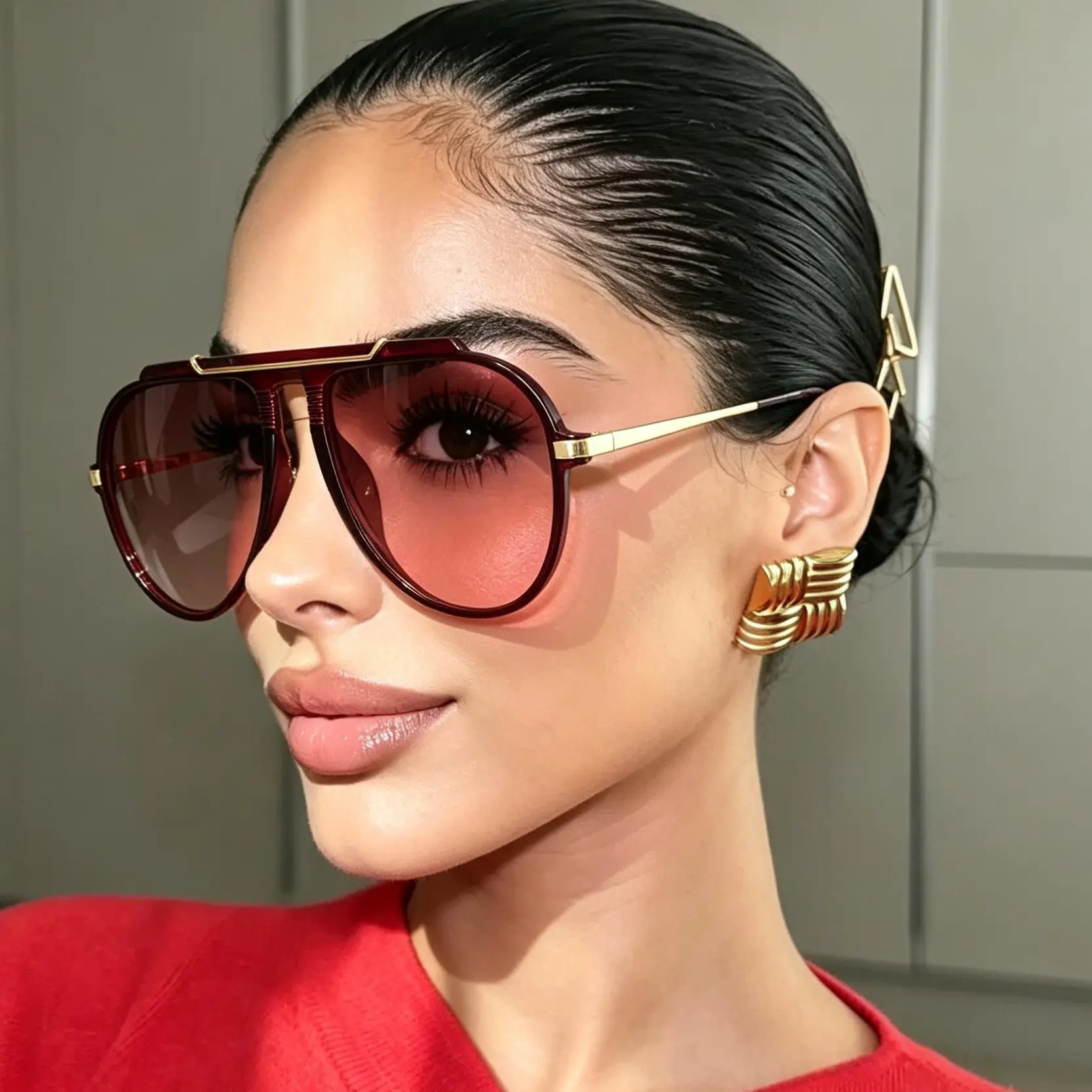 Unisex Adult Stylish Eyeglass Aviator Frame Retro Double Bridge Pilot Sunglasses UV Protection Outdoor Driving Fashion shade
