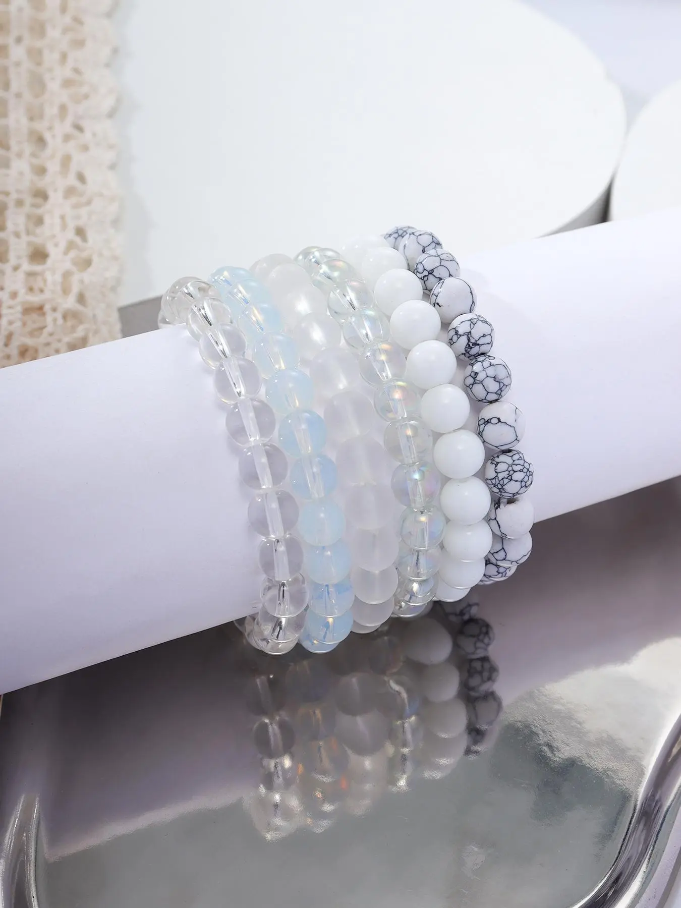 Boho Artificial Crystal Beaded Matching Bracelet for Women, 2024 Fashionable Adjustable Beaded Bracelet, Dainty Crystal Bracelet, Casual Jewelry for Women & Men, Beautiful Bracelets, Clean Girl Accessories, Beaded Bracelet Set, Beaded Bracelets Set