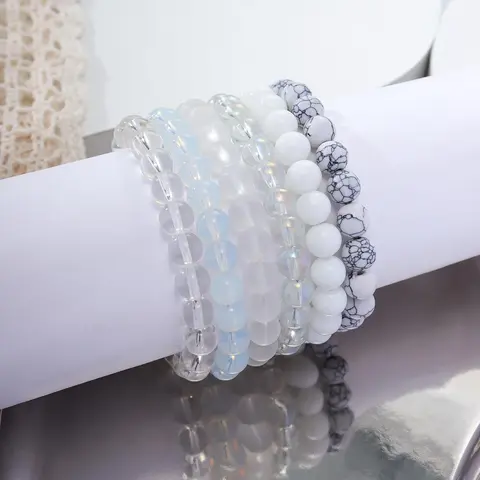 Boho Artificial Crystal Beaded Matching Bracelet for Women, 2024 Fashionable Adjustable Beaded Bracelet, Dainty Crystal Bracelet, Casual Jewelry for Women & Men, Beautiful Bracelets, Clean Girl Accessories, Beaded Bracelet Set, Beaded Bracelets Set