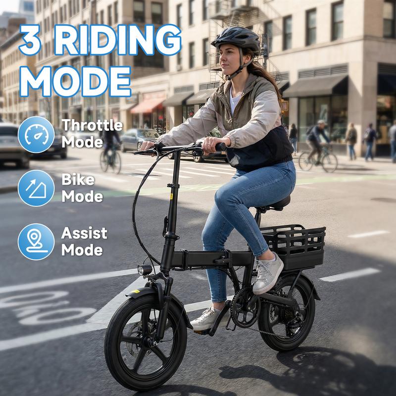 500W Motor Electric Bike , 14” Folding Electric Bicycle , 18MPH Top Speed, 36V 12Ah Removable Battery, 30-Mile Range, Adjustable Handlebar & Seat, 3 Riding Modes 500W Motor Electric Bike , 14” Folding Electric Bicycle , 18MPH Top Speed, 36V 12Ah Removable Battery, 30-Mile Range, Adjustable Handlebar & Seat, 3 Riding Modes