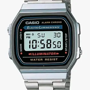New Casio retro silver digital illuminator men's s watch A168Wa