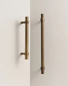 HUDSON TUBULAR BRASS CABINET PULL IN ANTIQUE BRASS