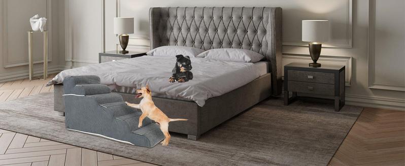 Naudacaa Dog Stairs for Small & Large Dogs and Cats, 6/7 Steps Dog Ramp for High Beds, Couch, Sofa, Waterproof Pet Steps with Removable Washable Cover