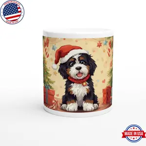 [Sale off up to 50%] White 11oz Ceramic Christmas Bernedoodle Mug