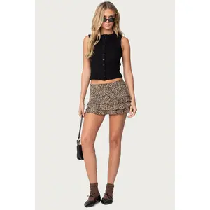 Ruffled Leopard Printed Mini Skirt Ruffled Leopard Printed Mini Skirt