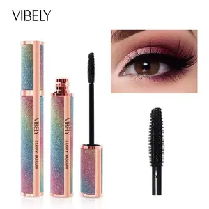 Vibely Starry Mascara 4D Fiber Eyelashes Black Curling Thick Long Lasting Waterproof Smudge Proof No Clumping Last All Day Makeup Cosmetic