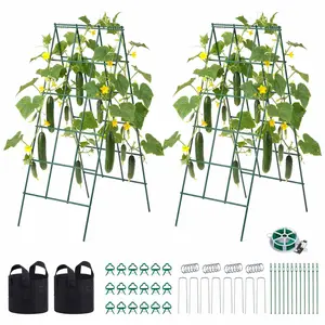VEVOR Cucumber Trellis 4 Pack, A-Frame Garden Trellises for Raised Bed, Metal Rustproof Coating Plant Support for Vine, Climbing Plants, Peas, Beans, Zucchini, Tomato, Flower (46.06 x 18.11 in x 4PCS)