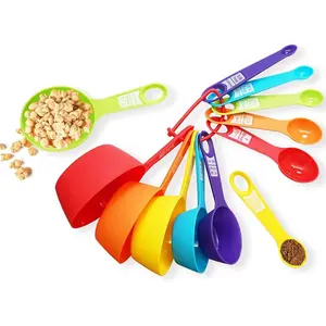 12-Piece Measuring Cups and Spoons Set Colored Kitchen Measure Tools Durable Nesting Cups and Spoons for Dry and Liquid Dishwasher Safe 0-500ml Accurate Ingredient Measuring Tools