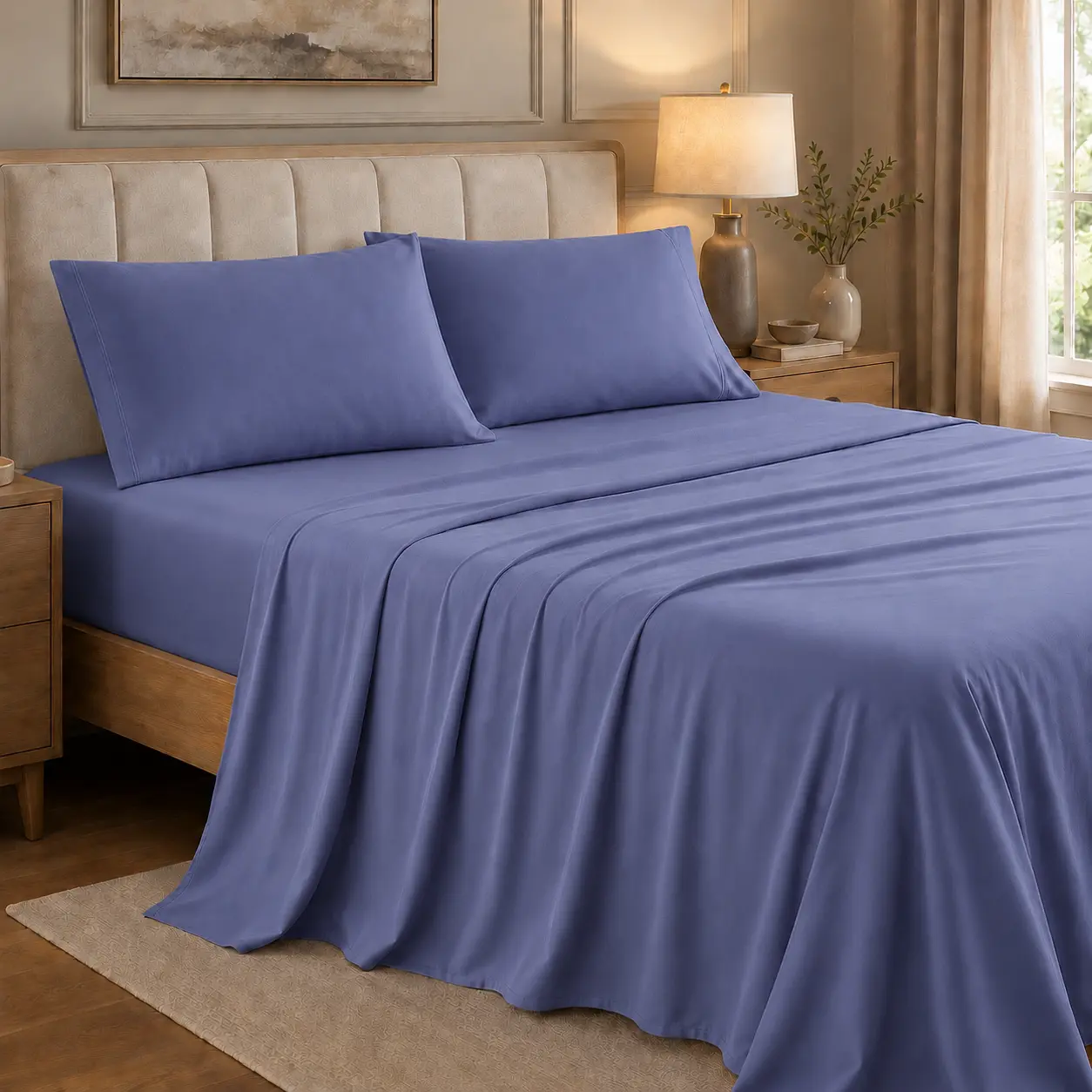 4 Piece Bed Sheets, Soft Queen King Size Sheets - Breathable & Cooling - Hotel Luxury - Easy Care Polyester Microfiber Bedding for Kids, Women, Men,
