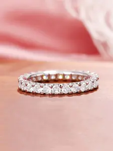 Women's Elegant Copper Chain Ring, Artificial Zircon Jewelry Gift for Women, Wedding Engagement Anniversary Party Accessory