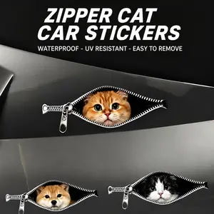 Zipper Cat Car Decal, Funny Peeking Cat Sticker, Waterproof UV Resistant Auto Sticker for Car Window Bumper Laptop, Cute Gift for Cat Lovers outdoorfun