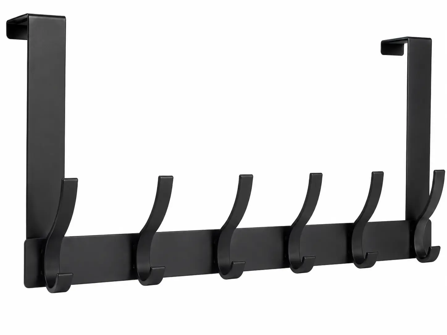 Metal Over Door Hook Rack with 12 Hooks - Heavy Duty Hanging Towel & Coat Hanger, Easy Installation, Home Decor & Room Decor for Bathroom, Bedroom (Black)