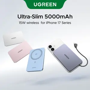 UGREEN QI2 Power Bank, 8.6mm Ultra-Slim 5000mAh Magnetic Battery, 20W PD Fast Charging Portable Charger, MagSafe-Compatible External Battery for iPhone 17/16/15/14 Series, Grey,tiktokshopmemorialday summerwins
