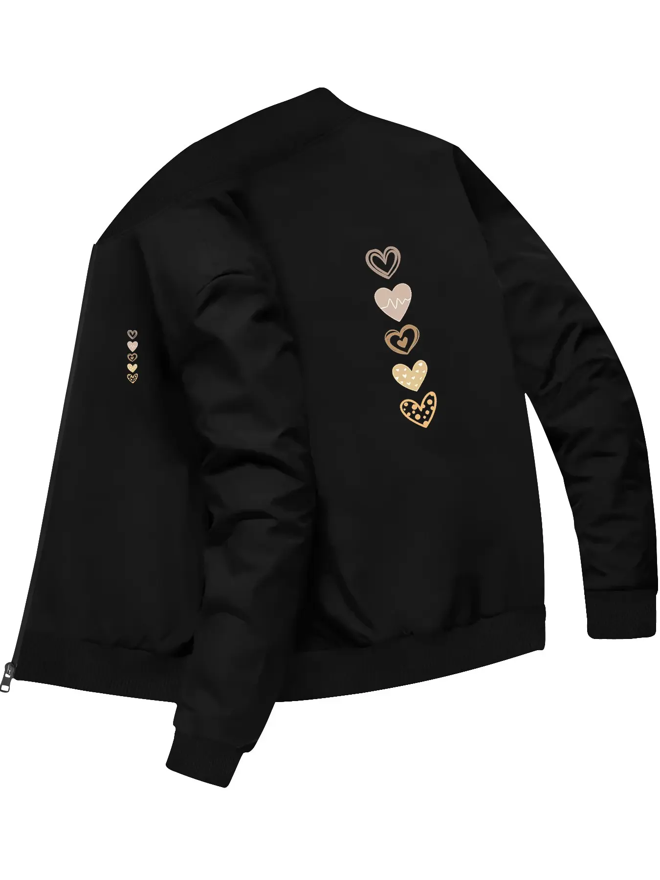 Trendy Fashion Women's Love Heart Pattern Bomber Jacket for Daily Casual Street Style Outfits