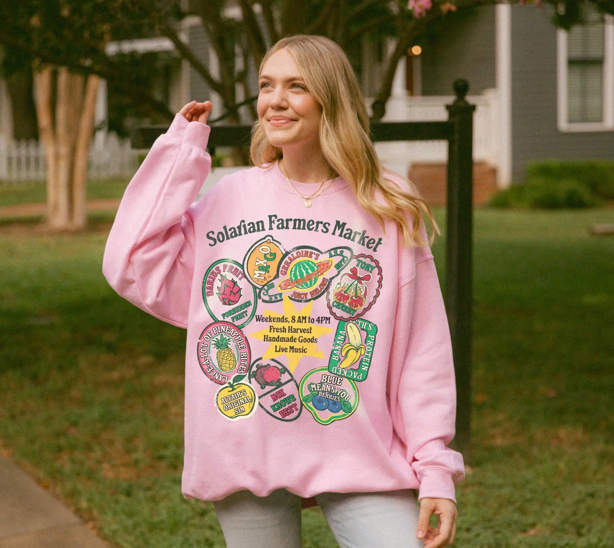 Vintage Zodiac Academy Fruit Sweatshirt - Solarian Farmers Market Graphic Sweatshirt