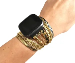 Gold Boho Chic Snake Skin Print Fitbit Watch Band for Fitbit Versa