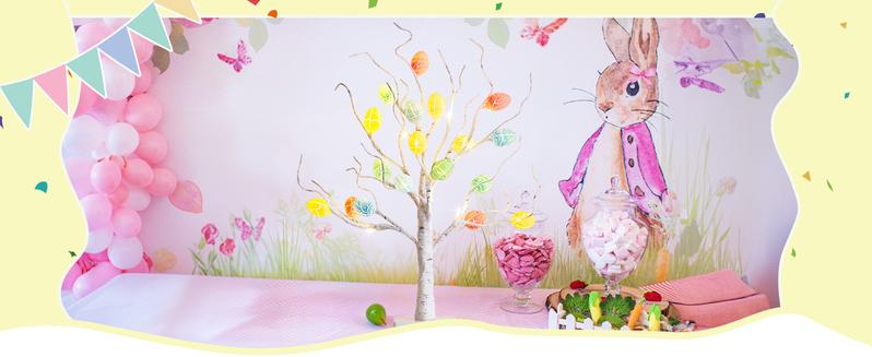 EAMBRITE Easter Decorations 22" Lighted Tabletop Tree with 18 Cracked Eggs White Birch Design USB Battery Powered for Indoor Home Spring Decor