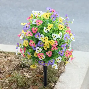 Christmas Pansy Flower Design Artificial Flower, Faux Flower with Stakes, lifelike artificial flower, Decorative Flowers for Garden, Lawn, Party and Holiday Decoration, Fruit