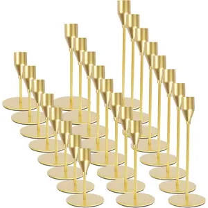 Matte  Candle Holders Bulk Painted  Metal Candlesticks Fit 0.8 Inch Taper Candles Decorative Metal Candelabra for Wedding  Holiday Anniversary Party Dinning Table Decors (Set of 24)