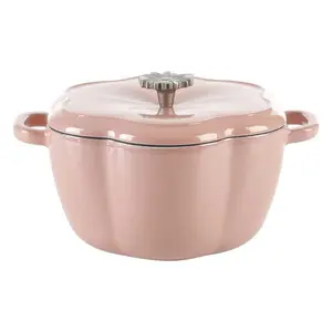 Charming Pink Floral 3-Quart Dutch Oven Cookware with Lid and Interchangeable Knob