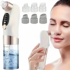 Blackhead extraction facial cleaner, vacuum-powered blackhead and pores cleaning beauty device with USB charging, mini bubble beauty equipment for deep pore cleansing, 6 replaceable suction heads