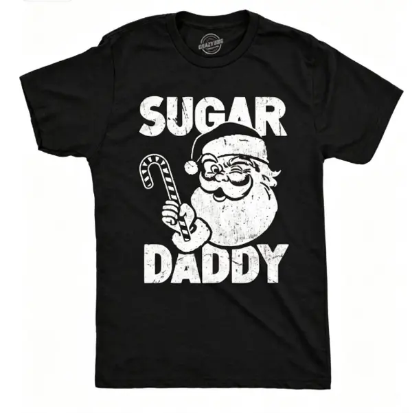 Mens Sugar Daddy T Shirt Funny Xmas Santa Claus Candy Cane Joke Tee for Guys Mens Funny T Shirts Cool Vintage Fashion T-Shirt Gift Classic Menswear Christmas Apparel for Men Funny Sarcastic Short Sleeve Novelty Red -