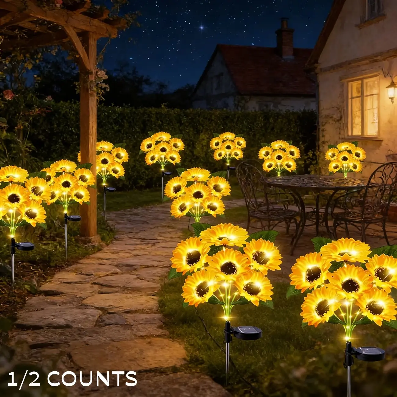 Super Bright Smart Outdoor Landscape Light, Solar Powered Sunflower Decorative Lamp, Garden Pathway Lights, Solar Ground Light, Portable Decoration for Patio & Yard, Outside Lights, Patio Lighting