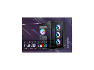 Thermaltake View 380 TG ARGB Black ATX Case; 4x120mm ARGB Fans Included; Supports Hidden-Connector Motherboard; Front & Side Dual Tempered Glass Panel; CA-1Z2-00M1WN-00; 3 Year Warranty