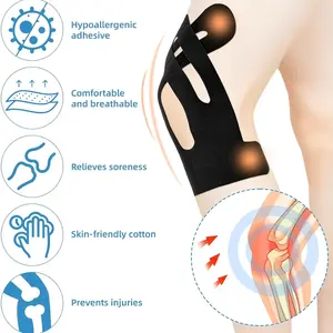 Precut Kinesiology Tape for Knees, 10 Pcs - Knee Support & Stability, Knee Pain Relief Athletic Tape - Waterproof & Elastic, Breathable Hypoallergenic Latex-Free Tape, Black Sports Universal