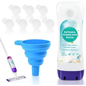 Refillable Bottle for (R) Power Mop(TM) - 720ML / 24 FL.OZ Leak-Proof HDPE Cleaner Solution Refill Bottle with 7  Gaskets & 1 Funnel, Easy Install for Use with Any Cleaning Solution