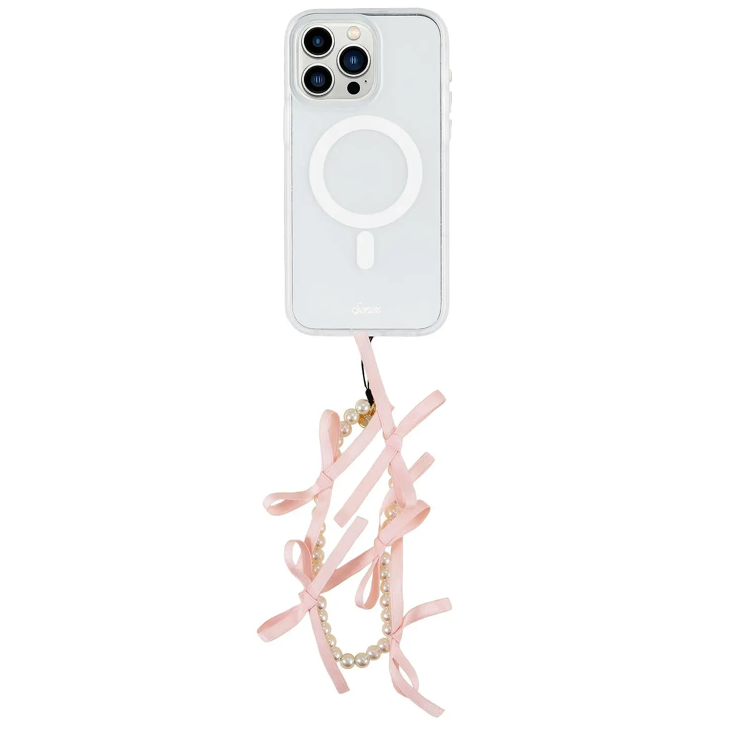 Sonix Beaded Phone Charm in Pink Ribbon Bows