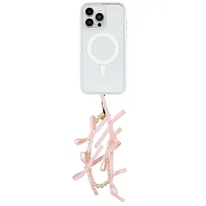 Sonix Beaded Phone Charm in Pink Ribbon Bows