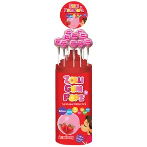 Zolli Gum Popz 115 Ct Display - Sugar Free Gum Pops Snack Candy Strawberry Flavor Blow Pop Learning Batch #27