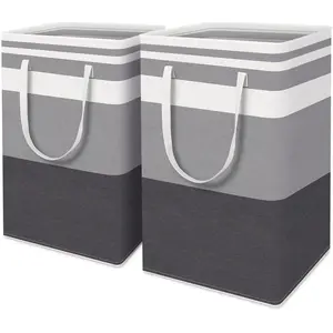 75L Large Laundry Basket Hamper 2 Pack / 3 Pack, Waterproof Collapsible Clothes Hamper, Freestanding Tall Laundry Organizer with Removable Bags & Handles, Foldable Laundry Basket for Bedroom Dorm, Toys Storage, Home Essentials Gift
