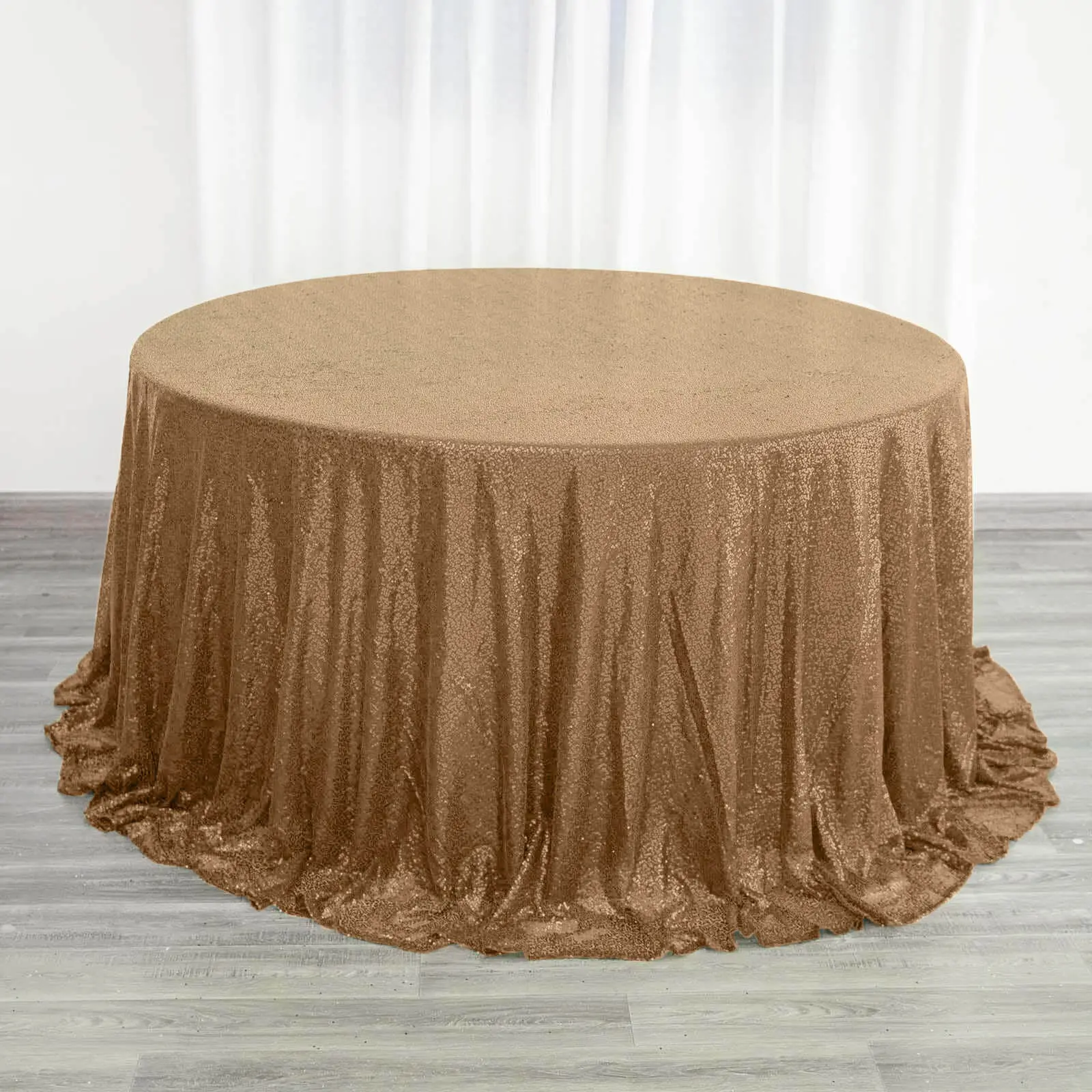 132" Solid Gold Sequin Seamless Round Tablecloth - Twinkling Finish, Dry Clean Only, Chic Decor, Elegant Kitchen Linen, Party Decoration Supplies, Modern Elegant Decoration for Weddings, All Seasons Use