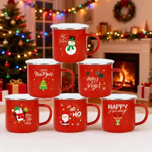 6-Piece Enamel Cup Set, Christmas Gift, Coffee Cups, Stylish Coffee Mugs, Outdoor Water Bottles, Beautiful Glasses, Holiday Drinkware, Party Supplies, Beverage Mug