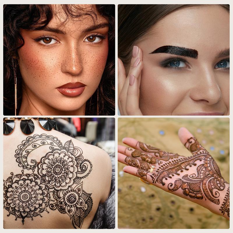 (Pack of 6) 30g-100% Fresh Natural Henna Cones |  Original Henna Blend  | Plant Based Temporary Tattoos |Two Colour Choose | Makeup Cosmetic