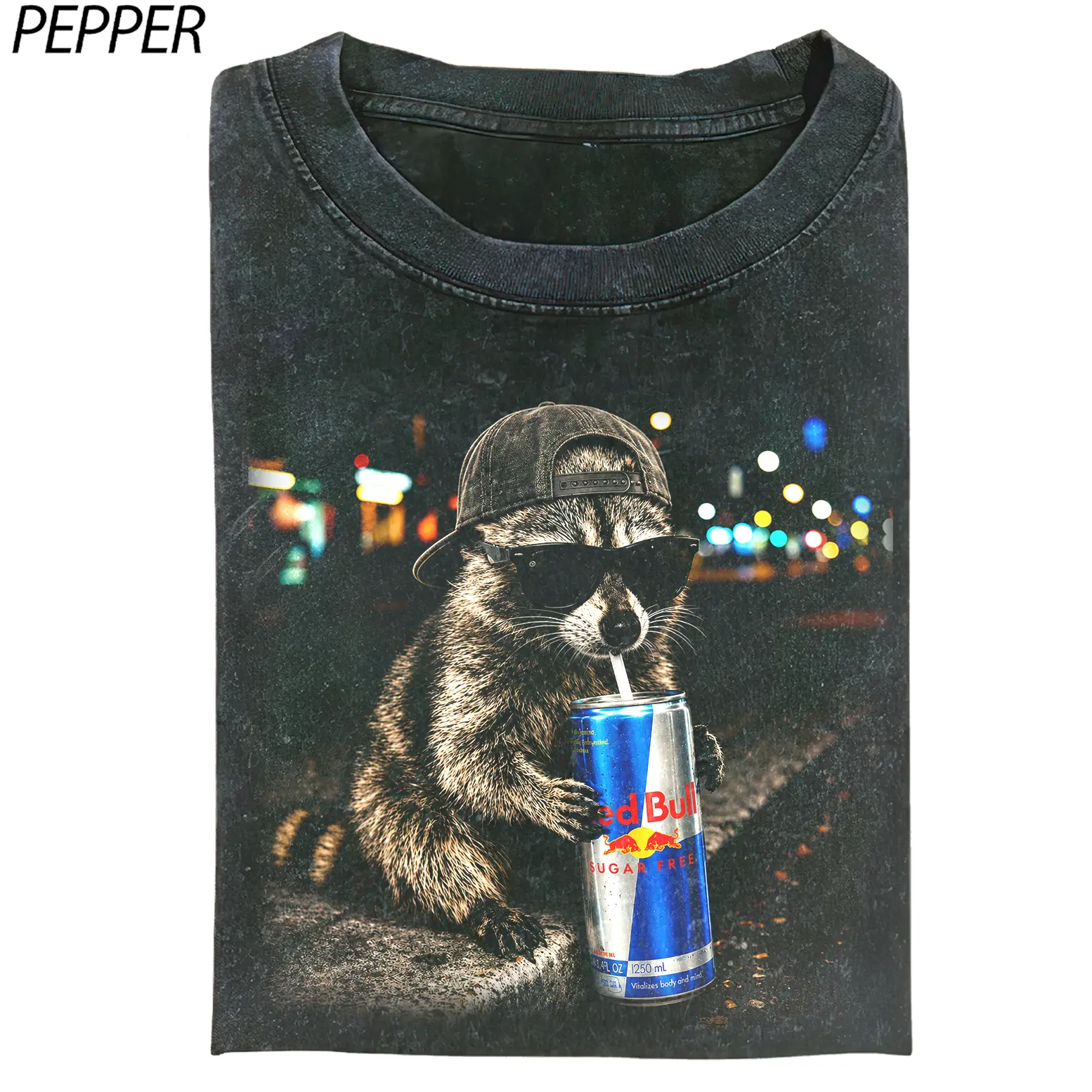 Cool Raccoon Gangster Graphic Tee Fun Animal Lover Shirt Vintage Raccoon Energy Drink Shirt, Funny Meme Shirt, Raccoon Sugar Free Redbull Retro Shirt