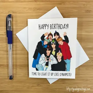 Cute KPOP Birthday Card, Korean Boy Bands Birthday Gift, Kpop Handmade Gift, Teenage Kpop Gift, Handmade Birthday Card, Kpop Music Gift