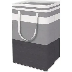 Laundry Basket, Freestanding & Waterproof Laundry Hamper, Collapsible Tall Clothes Hamper with Easy Carry Handles for Clothes, Towels in the Family and Dorm,Gradient Grey,75L