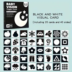 Baby Visual Stimulation Card, 20pcs/set High Contrast Baby Flash Card, Perfect Learning Activity for Newborns, Baby Gift