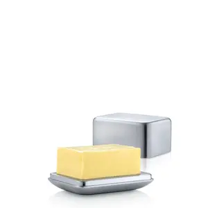 212 MAIN Blomus Small Matt Finish Stainless Steel Butter Dish - Kitchen Refrigerator Storage Container with Polished Tray