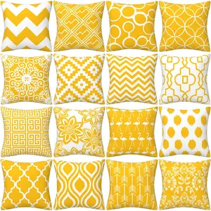 Nordic geometric yellow throw pillow covers with digital printing of short plush fabric Car-shaped sofa cushion Home decor