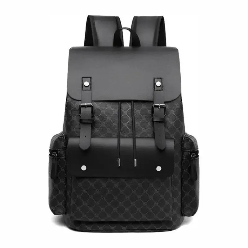 Vintage Printed Multi-functional Laptop Backpack with Buckle, Laptop Security Feature Rucksack, Splash-proof Leather with Large Capacity, Ample Storage Space, Drawstring Closure Backpack, Ideal for Work, Travel and Campus Use