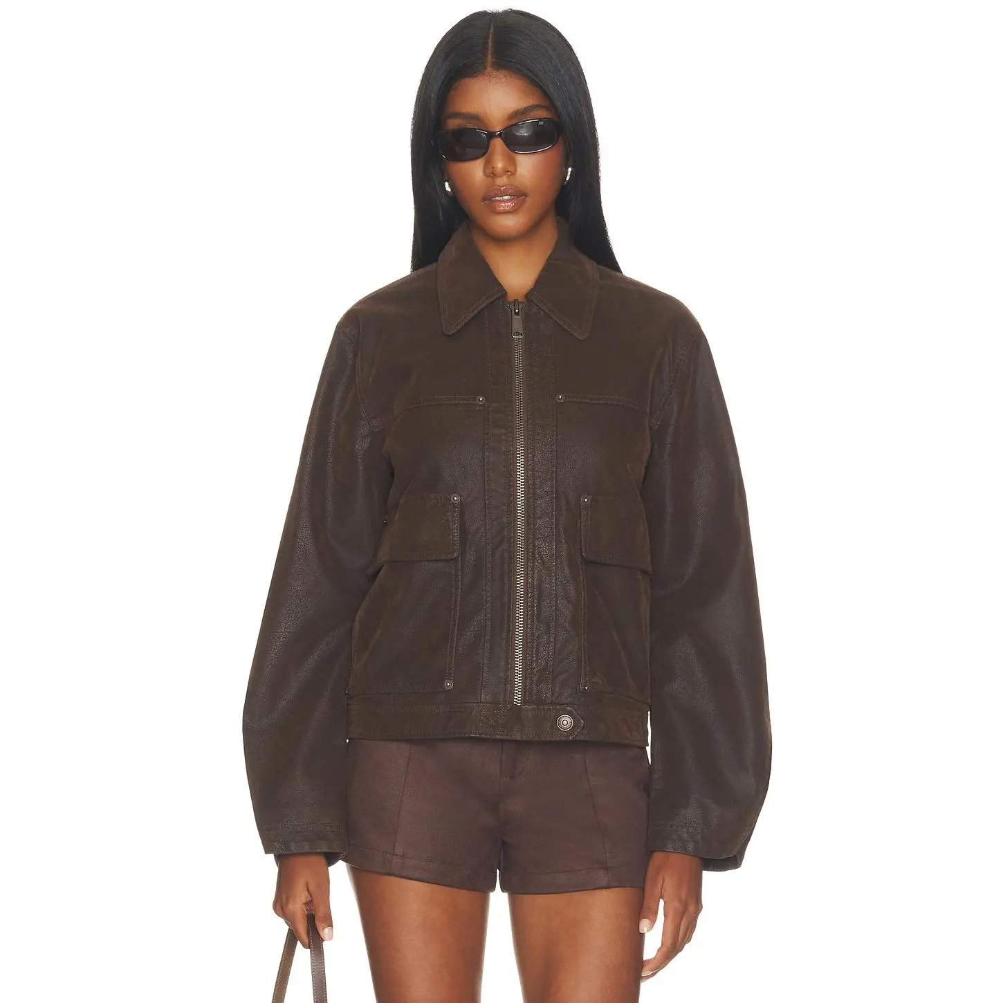 Free People X We The Free Blair Faux Suede Sierra Jacket in Chocolate Torte