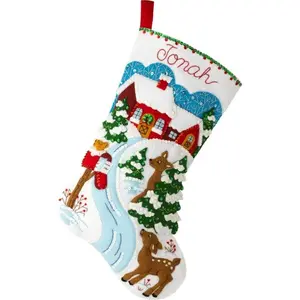 Bucilla Felt Applique 18" Stocking Making Kit, Winter Days, Perfect for DIY Arts and Crafts, 89464E