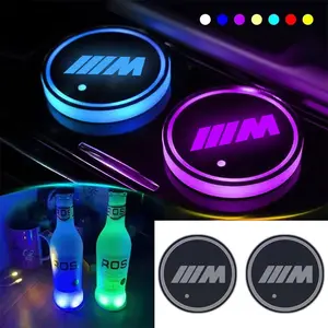 Bmw M Series Car Dedicated 7 Color LED Cup Holder Lights Water Cup Mat, Fits M3/m4/m5/x3m/x5m Performance Cars Interior Accessories