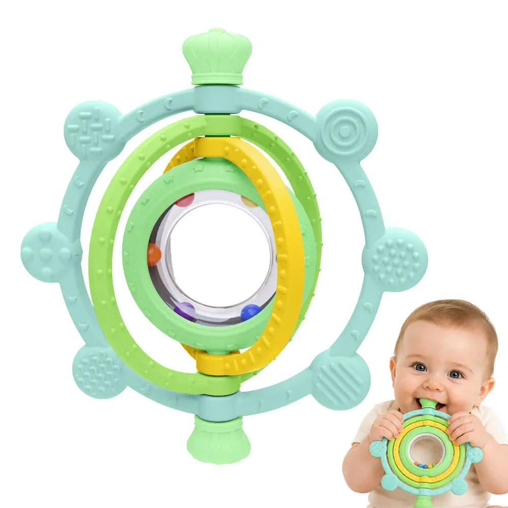 Baby Teethers & Rattles - Soft Safe Multi-Stage Colorful Teething Rings for 3-24 Months Infants, Ideal for Relieving Teething Discomfort